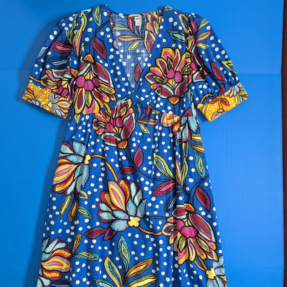 Tabitha Brown x Target Mixed Floral/Polka Dot Puff Sleeve Boho Maxi Dress 8 - Picture 3 of 10